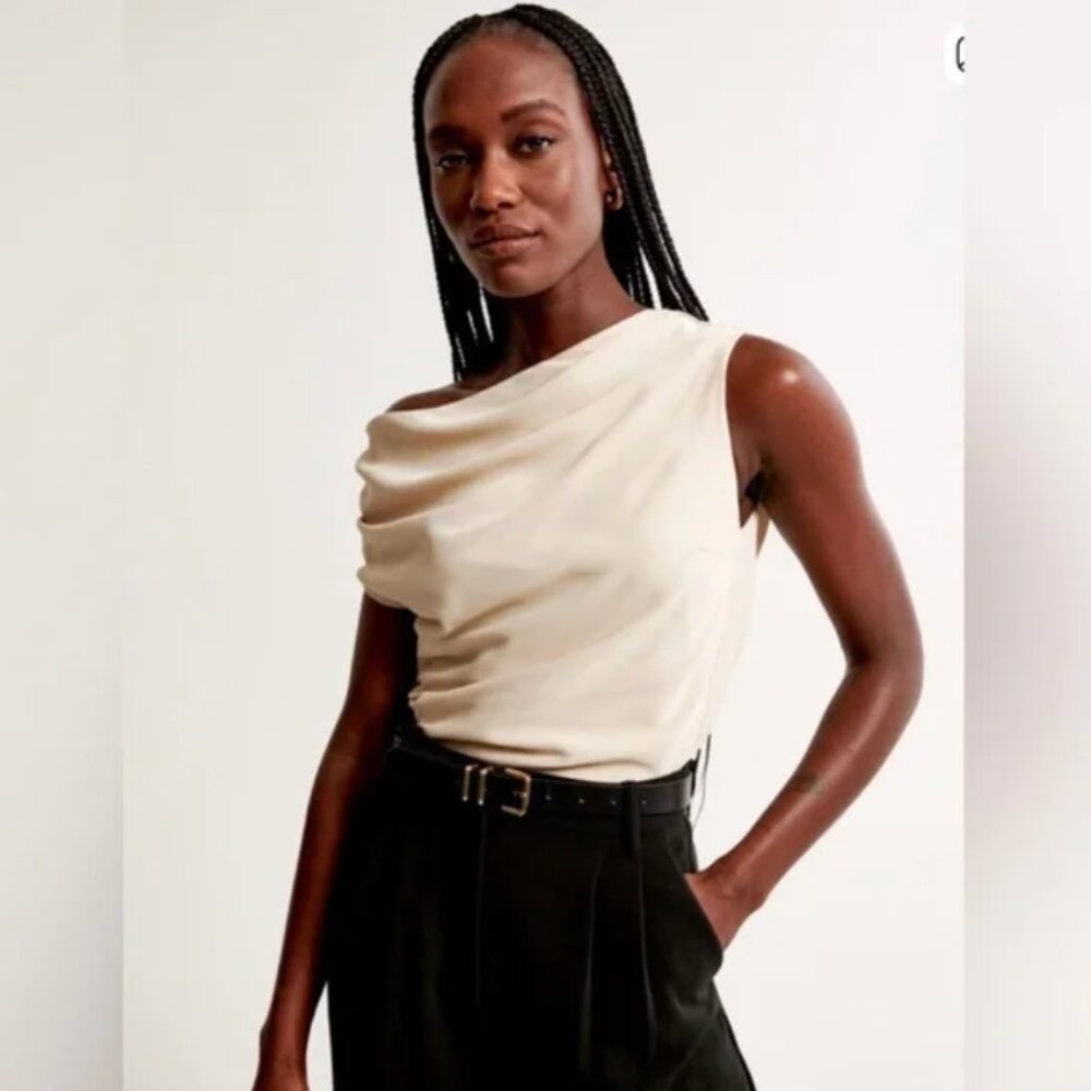 Abercrombie & Fitch Asymmetrical Draped Satin Top